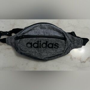 Adidas Core waist pack in a gray heather/black color